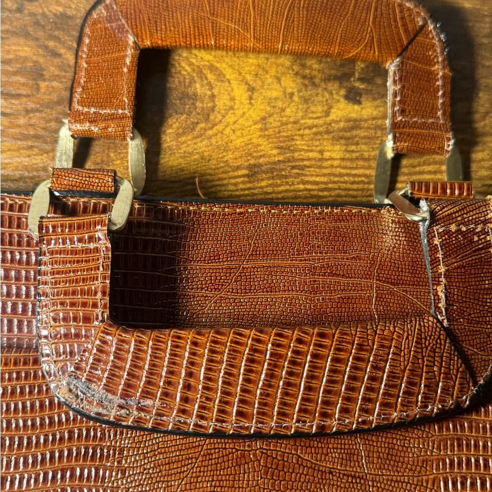 Vintage‎ Lizard Embossed Leather Attache Briefcase Business Card Wallet Set